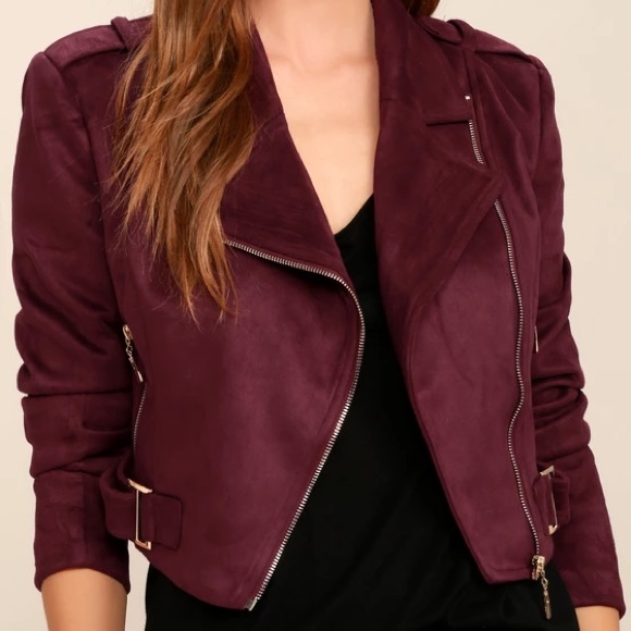 Lulus Moto Jacket in Burgundy - Picture 3 of 3